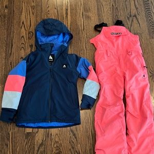 Girls Burton Ski jacket and bibs, Size Small/8